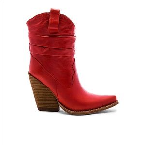 Jeffrey Campbell Volcanic Bootie in Red Leather